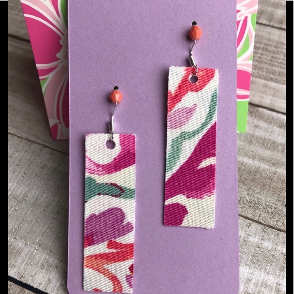 NWT 2PAIR SET Earrings Glass Beaded Fabric Dangle - Picture 2 of 10